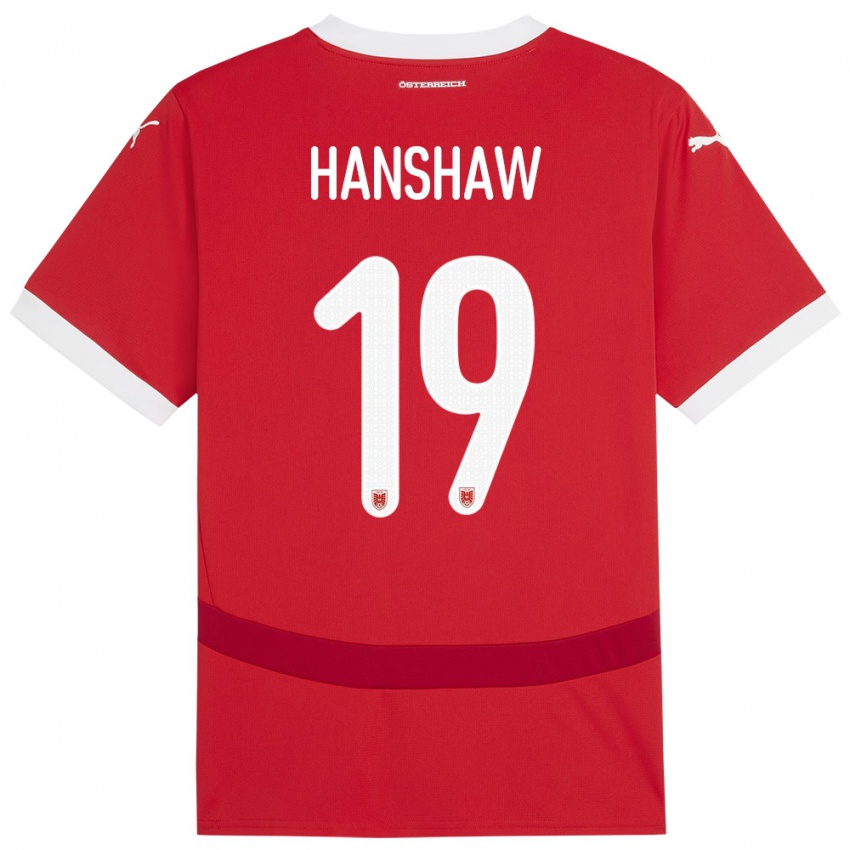 Niño Camiseta Austria Verena Hanshaw #19 Rojo 1ª Equipación 24-26 La Camisa México