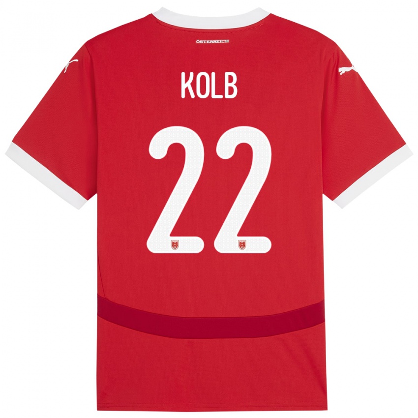 Niño Camiseta Austria Lisa Kolb #22 Rojo 1ª Equipación 24-26 La Camisa México