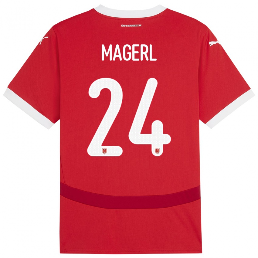 Niño Camiseta Austria Julia Magerl #24 Rojo 1ª Equipación 24-26 La Camisa México