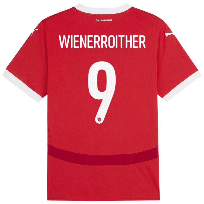 Niño Camiseta Austria Katja Wienerroither #9 Rojo 1ª Equipación 24-26 La Camisa México