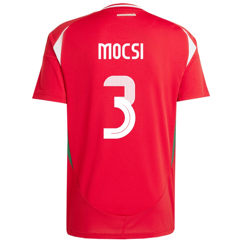 Niño Camiseta Hungría Attila Mocsi #3 Rojo 1ª Equipación 24-26 La Camisa México