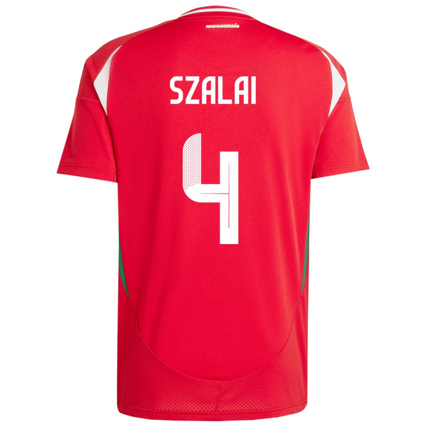 Niño Camiseta Hungría Attila Szalai #4 Rojo 1ª Equipación 24-26 La Camisa México