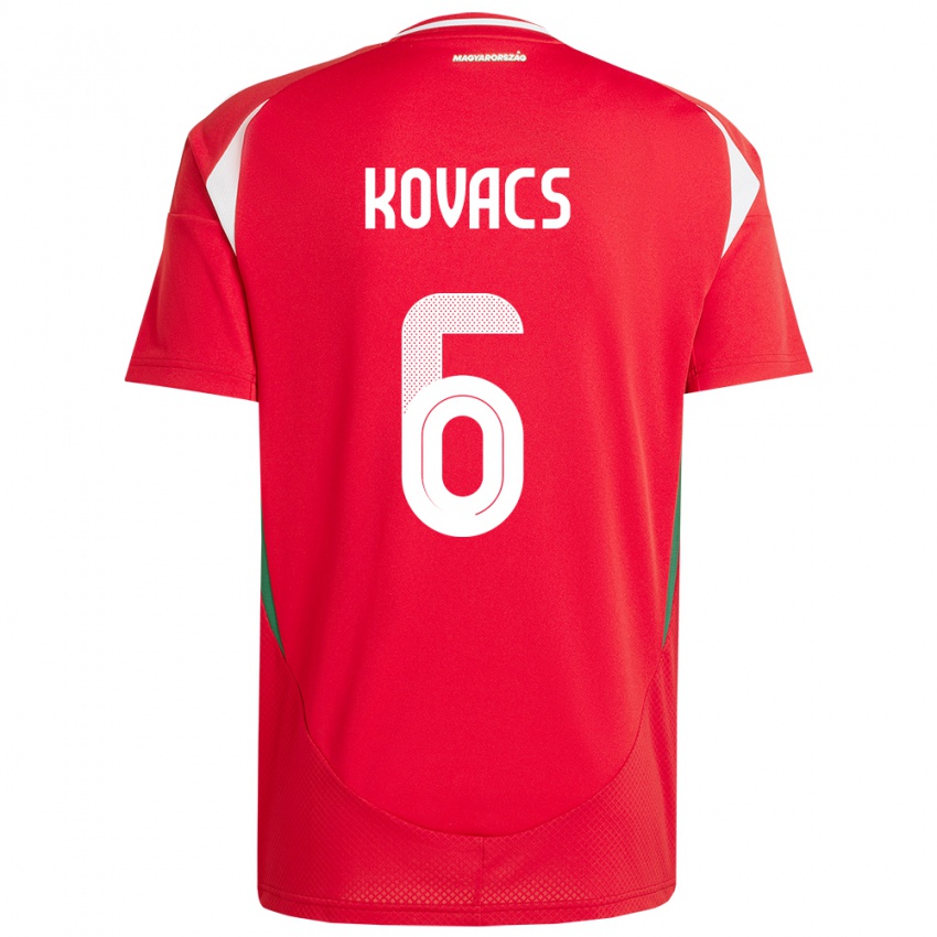 Niño Camiseta Hungría Noel Kovács #6 Rojo 1ª Equipación 24-26 La Camisa México