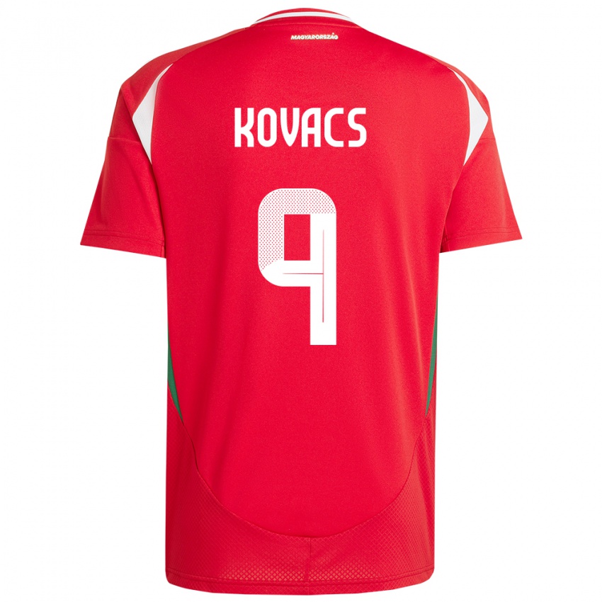 Niño Camiseta Hungría Patrik Kovács #9 Rojo 1ª Equipación 24-26 La Camisa México