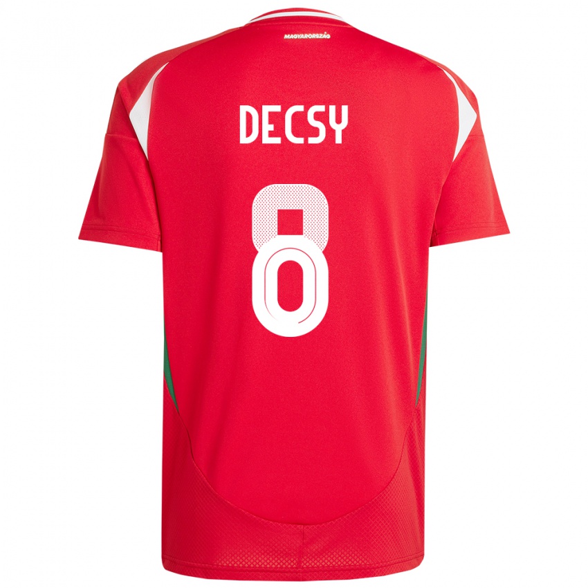 Niño Camiseta Hungría Ádám Décsy #8 Rojo 1ª Equipación 24-26 La Camisa México