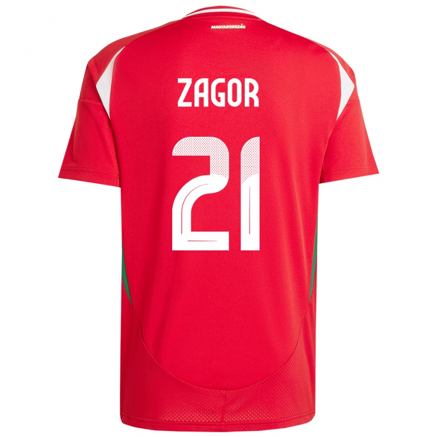 Niño Camiseta Hungría Bernadett Zágor #21 Rojo 1ª Equipación 24-26 La Camisa México