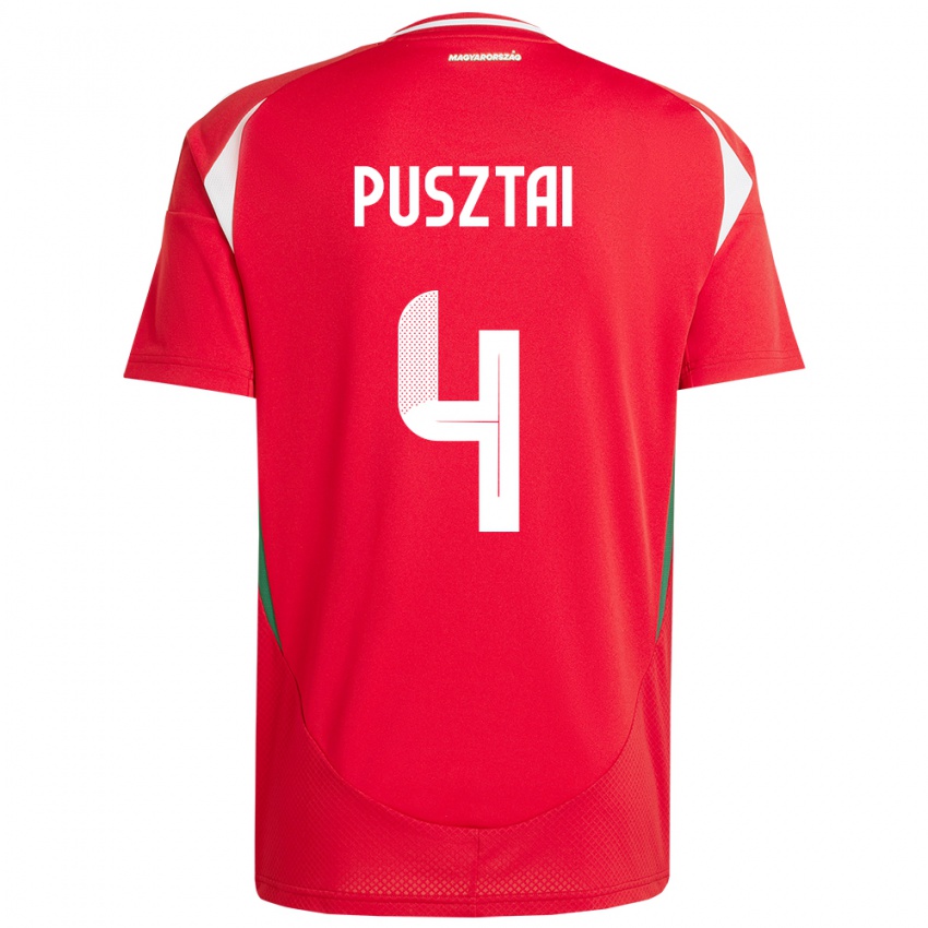 Niño Camiseta Hungría Sára Pusztai #4 Rojo 1ª Equipación 24-26 La Camisa México