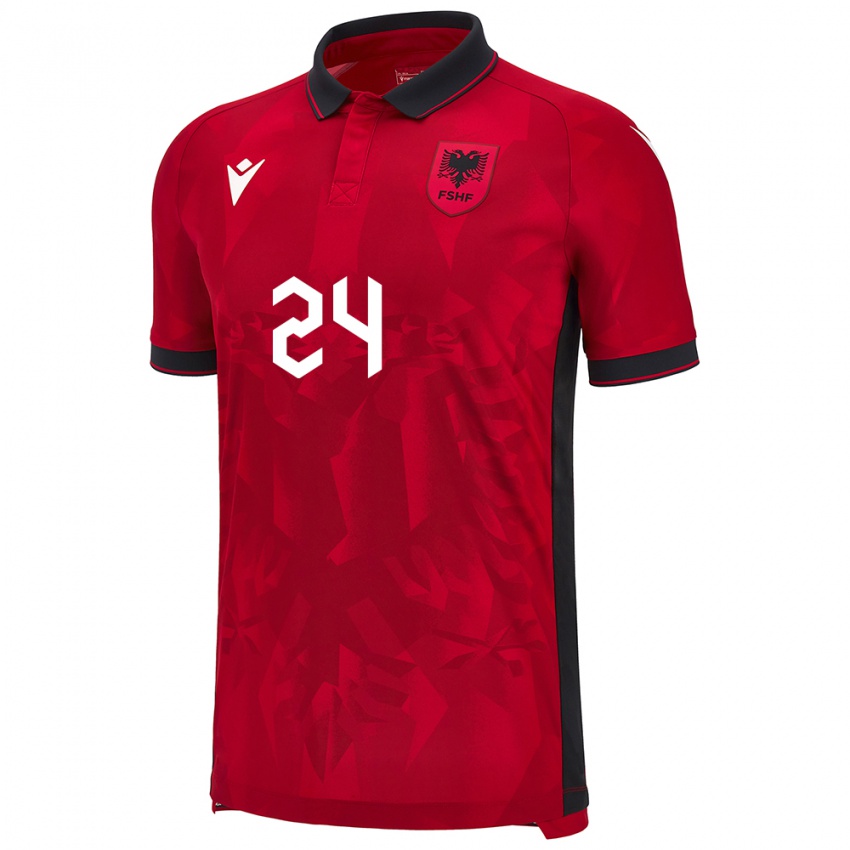 Niño Camiseta Albania Marash Kumbulla #24 Rojo 1ª Equipación 24-26 La Camisa México