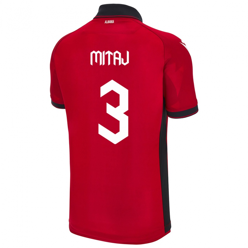 Niño Camiseta Albania Mario Mitaj #3 Rojo 1ª Equipación 24-26 La Camisa México