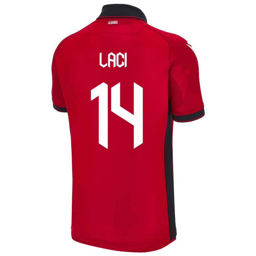 Niño Camiseta Albania Qazim Laci #14 Rojo 1ª Equipación 24-26 La Camisa México