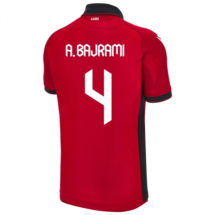 Niño Camiseta Albania Adrian Bajrami #4 Rojo 1ª Equipación 24-26 La Camisa México