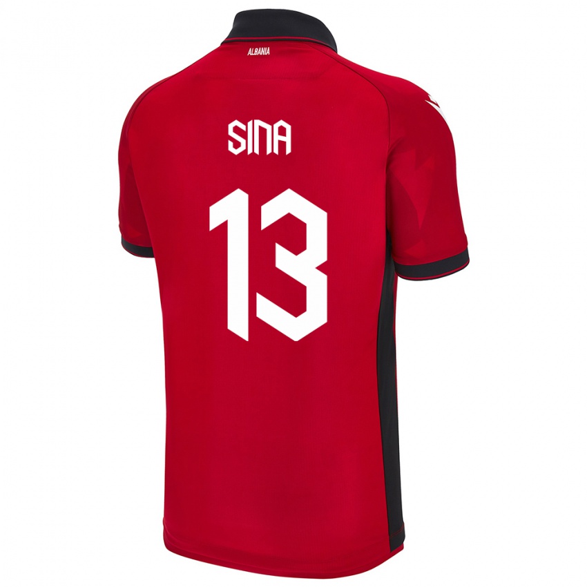 Niño Camiseta Albania Samuele Sina #13 Rojo 1ª Equipación 24-26 La Camisa México