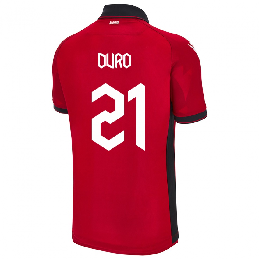 Niño Camiseta Albania Dejvi Duro #21 Rojo 1ª Equipación 24-26 La Camisa México