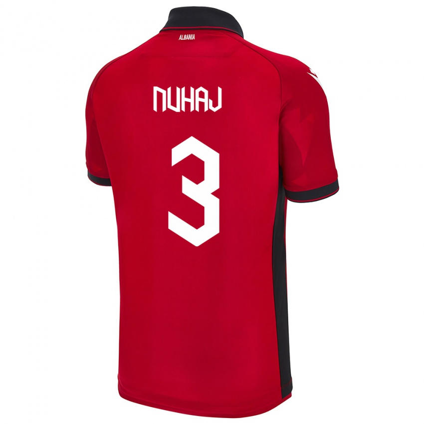 Niño Camiseta Albania Fabjano Nuhaj #3 Rojo 1ª Equipación 24-26 La Camisa México