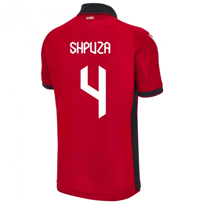 Niño Camiseta Albania Kleo Shpuza #4 Rojo 1ª Equipación 24-26 La Camisa México