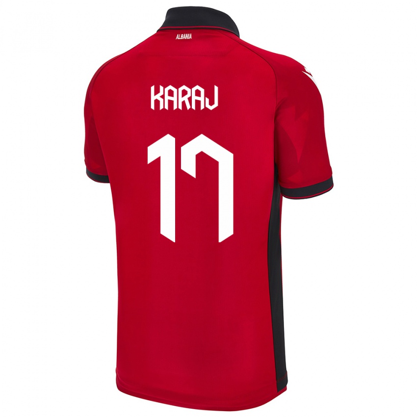 Niño Camiseta Albania Eraldo Karaj #17 Rojo 1ª Equipación 24-26 La Camisa México