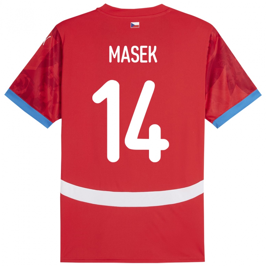 Niño Camiseta Chequia Lukas Masek #14 Rojo 1ª Equipación 24-26 La Camisa México