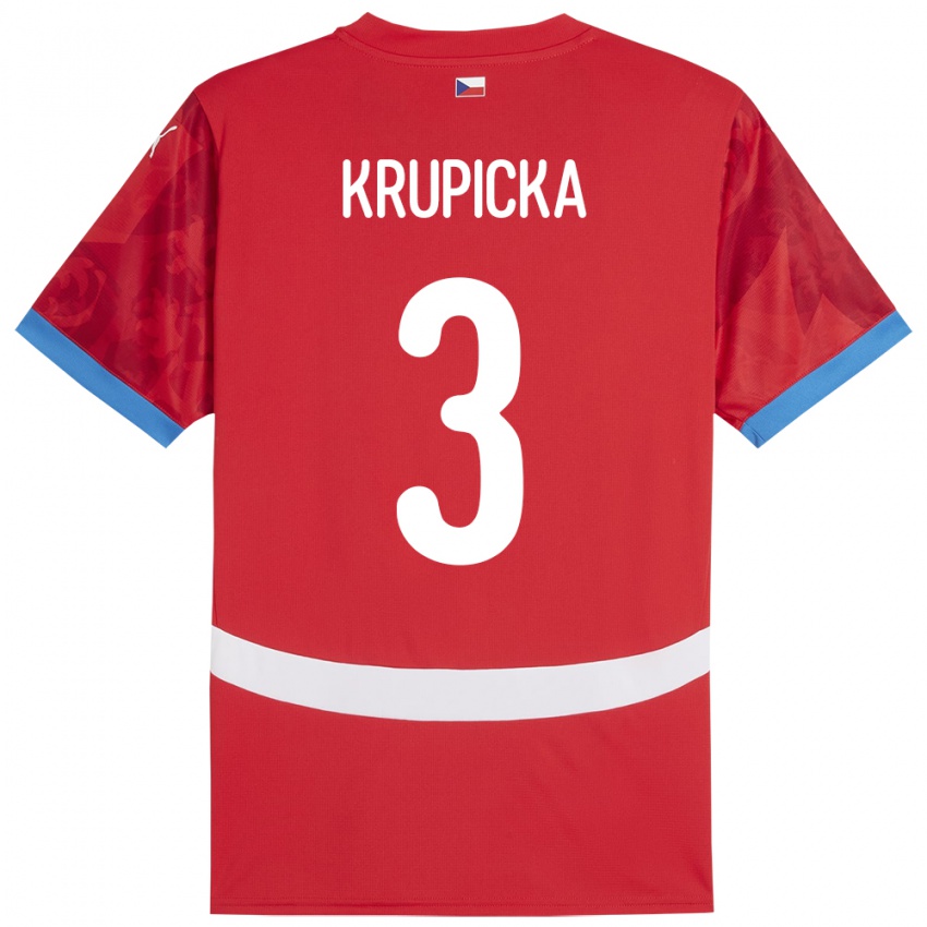 Niño Camiseta Chequia David Krupicka #3 Rojo 1ª Equipación 24-26 La Camisa México