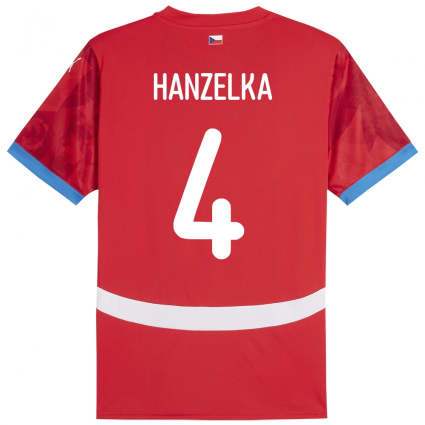 Niño Camiseta Chequia Denis Hanzelka #4 Rojo 1ª Equipación 24-26 La Camisa México