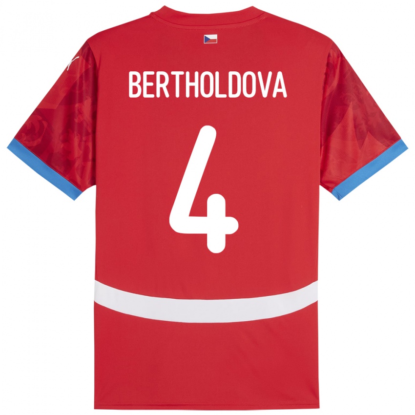 Niño Camiseta Chequia Petra Bertholdová #4 Rojo 1ª Equipación 24-26 La Camisa México