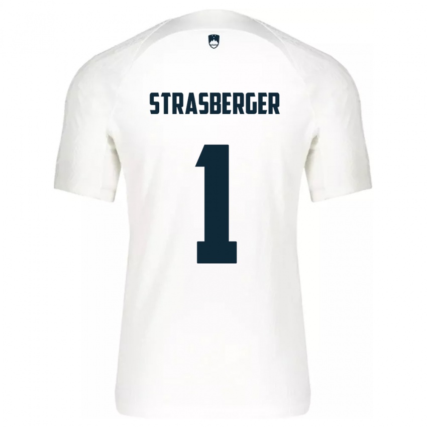 Niño Camiseta Eslovenia Tim Strasberger #1 Blanco 1ª Equipación 24-26 La Camisa México