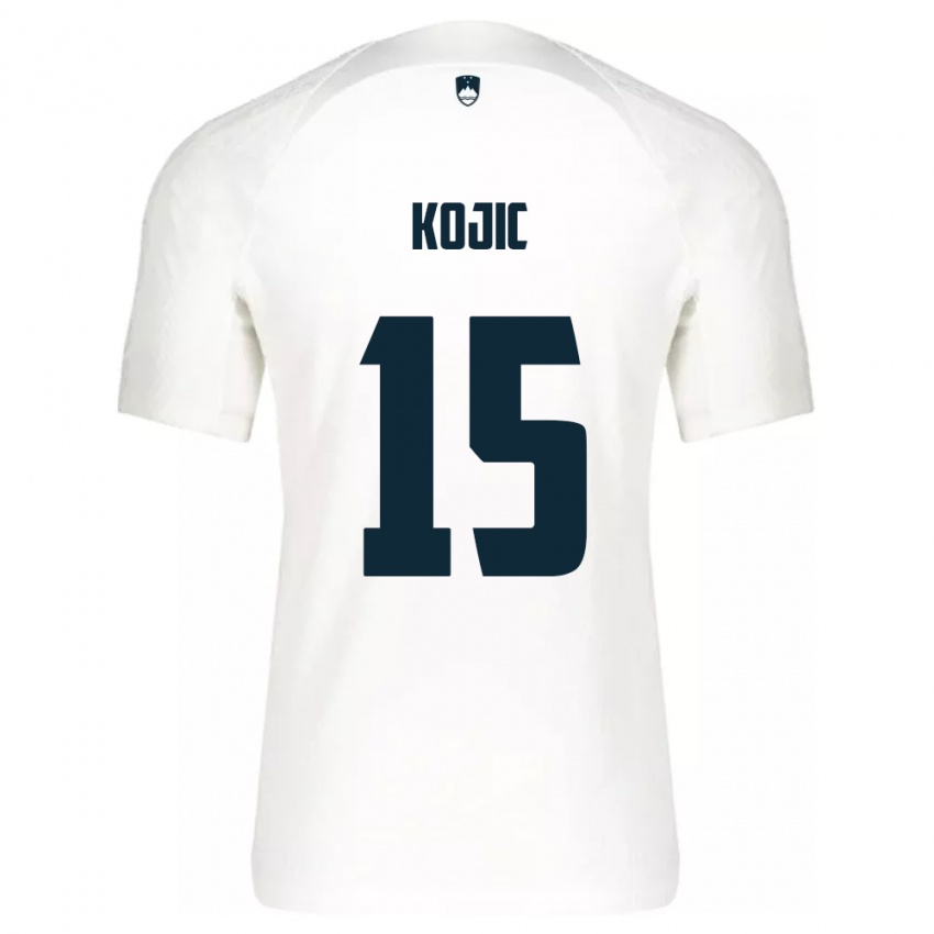 Niño Camiseta Eslovenia Dino Kojic #15 Blanco 1ª Equipación 24-26 La Camisa México