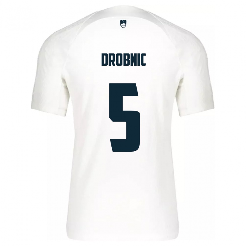 Niño Camiseta Eslovenia Dominik Drobnic #5 Blanco 1ª Equipación 24-26 La Camisa México