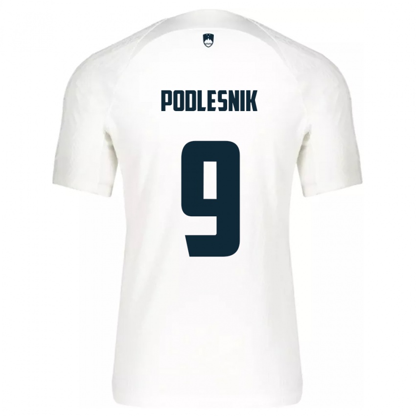 Niño Camiseta Eslovenia Nik Podlesnik #9 Blanco 1ª Equipación 24-26 La Camisa México