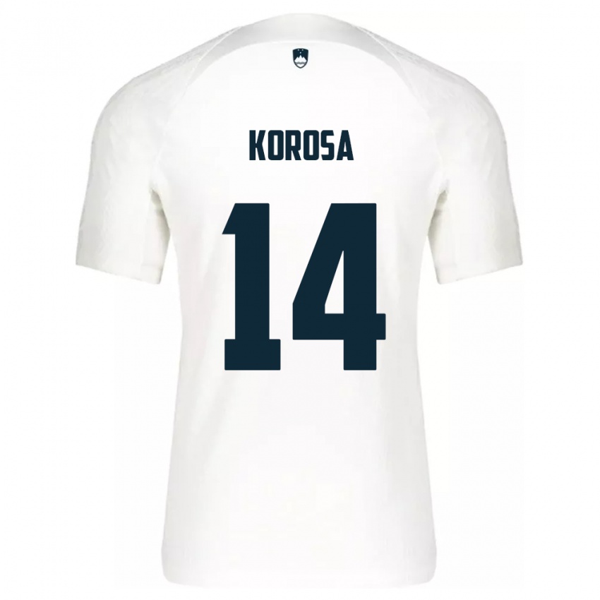 Niño Camiseta Eslovenia Anej Koroša #14 Blanco 1ª Equipación 24-26 La Camisa México