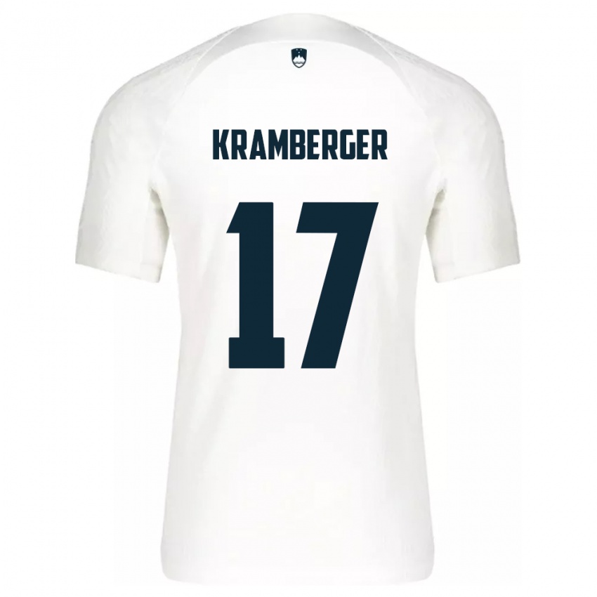 Niño Camiseta Eslovenia Enej Kramberger #17 Blanco 1ª Equipación 24-26 La Camisa México