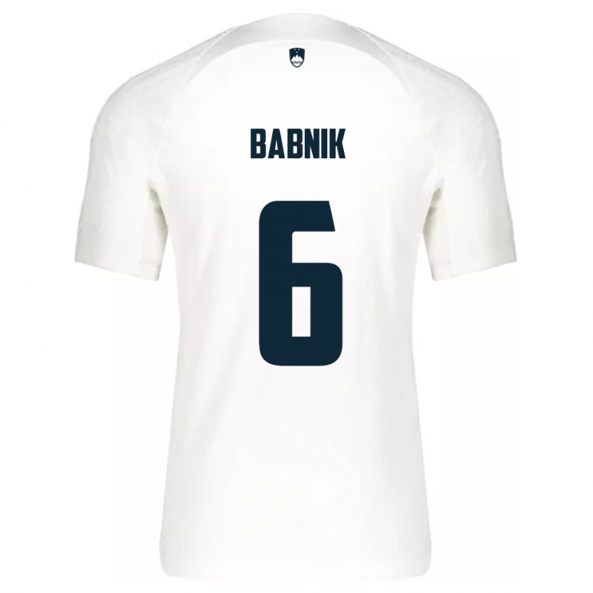 Niño Camiseta Eslovenia Nika Babnik #6 Blanco 1ª Equipación 24-26 La Camisa México