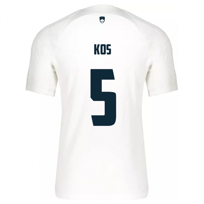 Niño Camiseta Eslovenia Evelina Kos #5 Blanco 1ª Equipación 24-26 La Camisa México