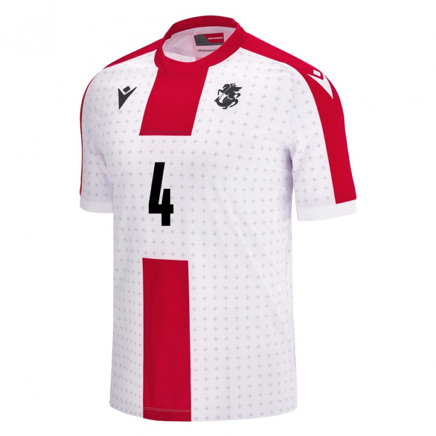 Niño Camiseta Georgia Tengo Gobeshia #4 Blanco 1ª Equipación 24-26 La Camisa México