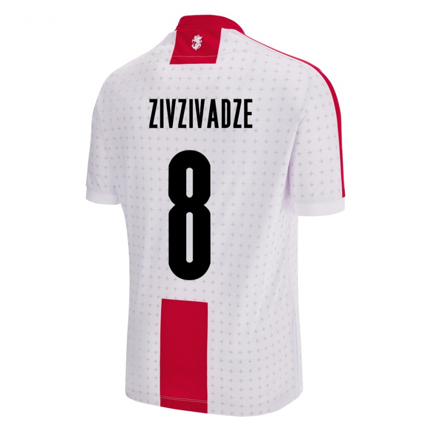 Niño Camiseta Georgia Budu Zivzivadze #8 Blanco 1ª Equipación 24-26 La Camisa México