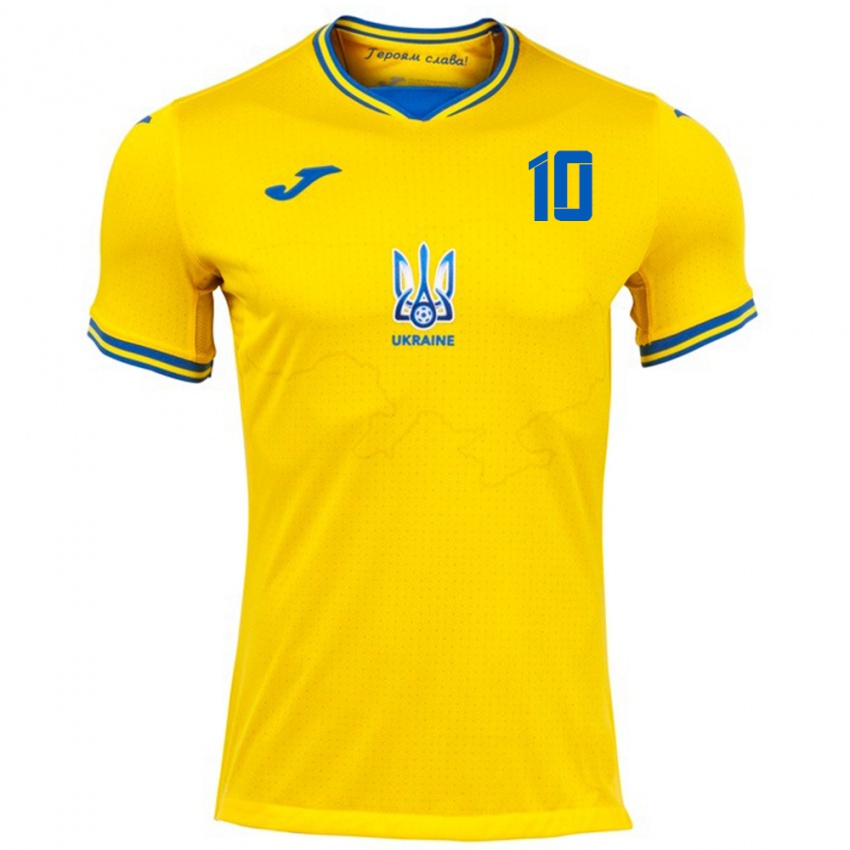 Niño Camiseta Ucrania Bogdan Popov #10 Amarillo 1ª Equipación 24-26 La Camisa México