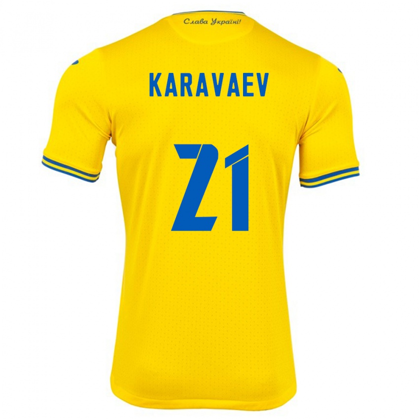 Niño Camiseta Ucrania Oleksandr Karavaev #21 Amarillo 1ª Equipación 24-26 La Camisa México