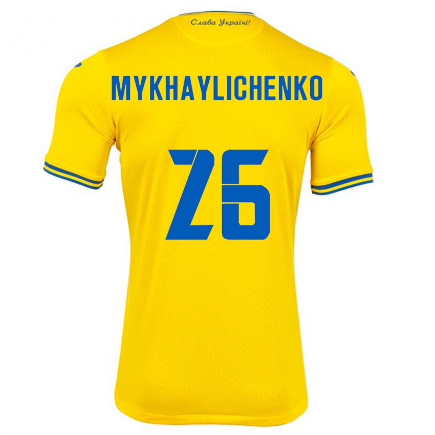 Niño Camiseta Ucrania Bogdan Mykhaylichenko #26 Amarillo 1ª Equipación 24-26 La Camisa México