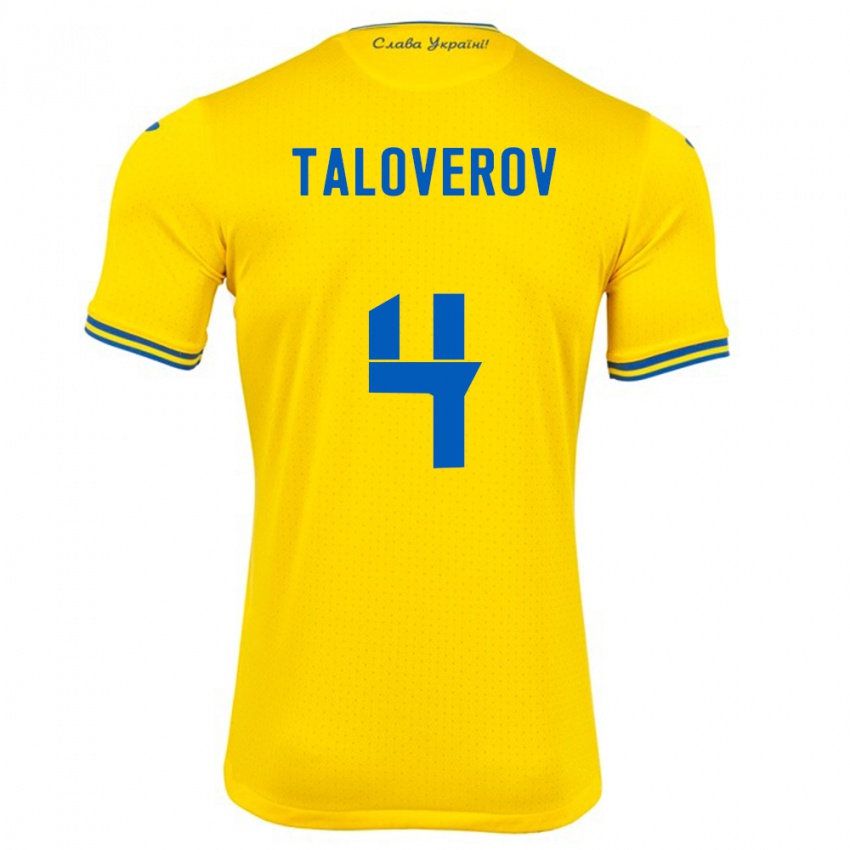 Niño Camiseta Ucrania Maksym Taloverov #4 Amarillo 1ª Equipación 24-26 La Camisa México