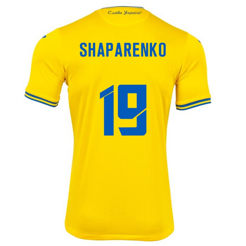 Niño Camiseta Ucrania Mykola Shaparenko #19 Amarillo 1ª Equipación 24-26 La Camisa México