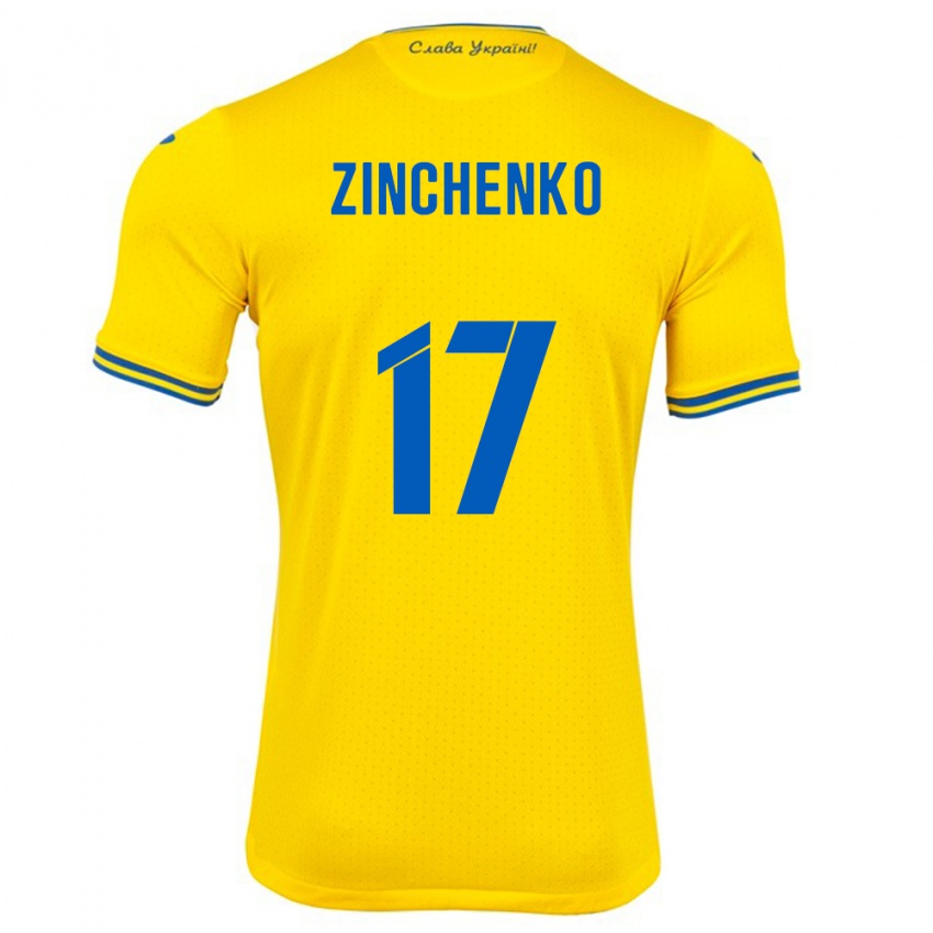 Niño Camiseta Ucrania Oleksandr Zinchenko #17 Amarillo 1ª Equipación 24-26 La Camisa México