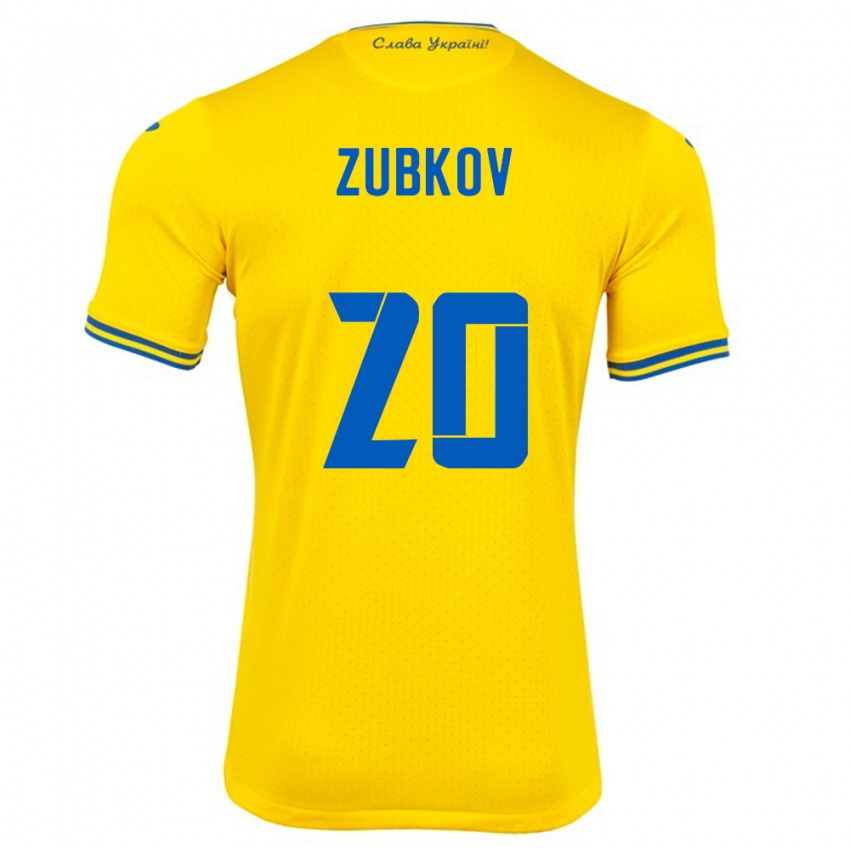 Niño Camiseta Ucrania Oleksandr Zubkov #20 Amarillo 1ª Equipación 24-26 La Camisa México