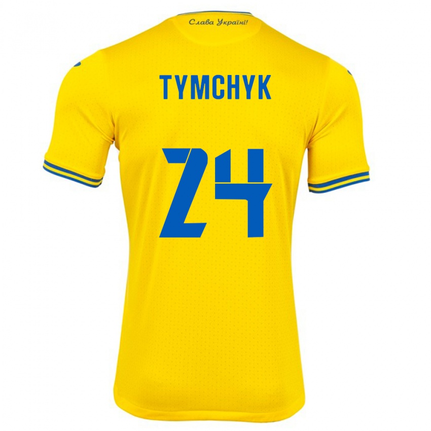 Niño Camiseta Ucrania Oleksandr Tymchyk #24 Amarillo 1ª Equipación 24-26 La Camisa México