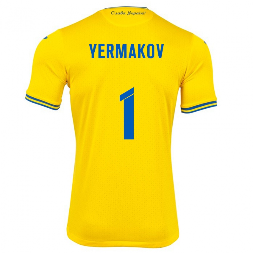 Niño Camiseta Ucrania Georgiy Yermakov #1 Amarillo 1ª Equipación 24-26 La Camisa México