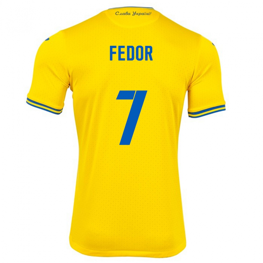 Niño Camiseta Ucrania Oleg Fedor #7 Amarillo 1ª Equipación 24-26 La Camisa México