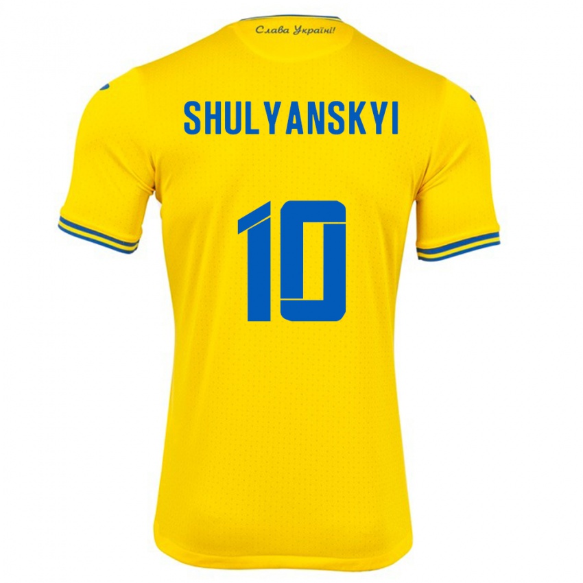 Niño Camiseta Ucrania Artem Shulyanskyi #10 Amarillo 1ª Equipación 24-26 La Camisa México