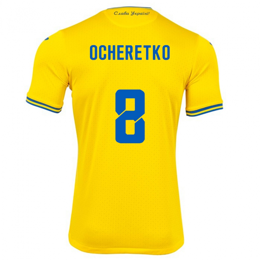 Niño Camiseta Ucrania Oleg Ocheretko #8 Amarillo 1ª Equipación 24-26 La Camisa México