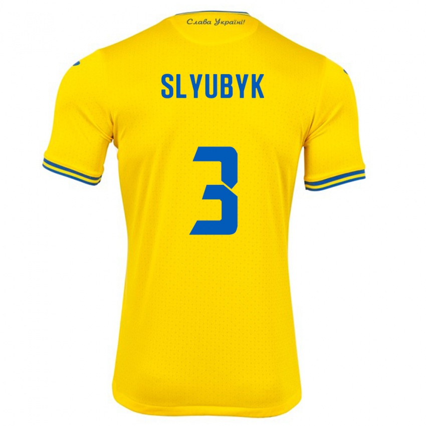 Niño Camiseta Ucrania Bogdan Slyubyk #3 Amarillo 1ª Equipación 24-26 La Camisa México