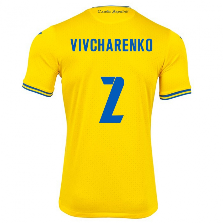 Niño Camiseta Ucrania Kostyantyn Vivcharenko #2 Amarillo 1ª Equipación 24-26 La Camisa México