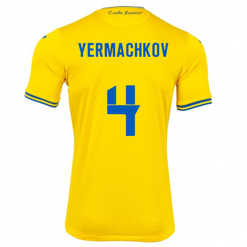 Niño Camiseta Ucrania Ivan Yermachkov #4 Amarillo 1ª Equipación 24-26 La Camisa México