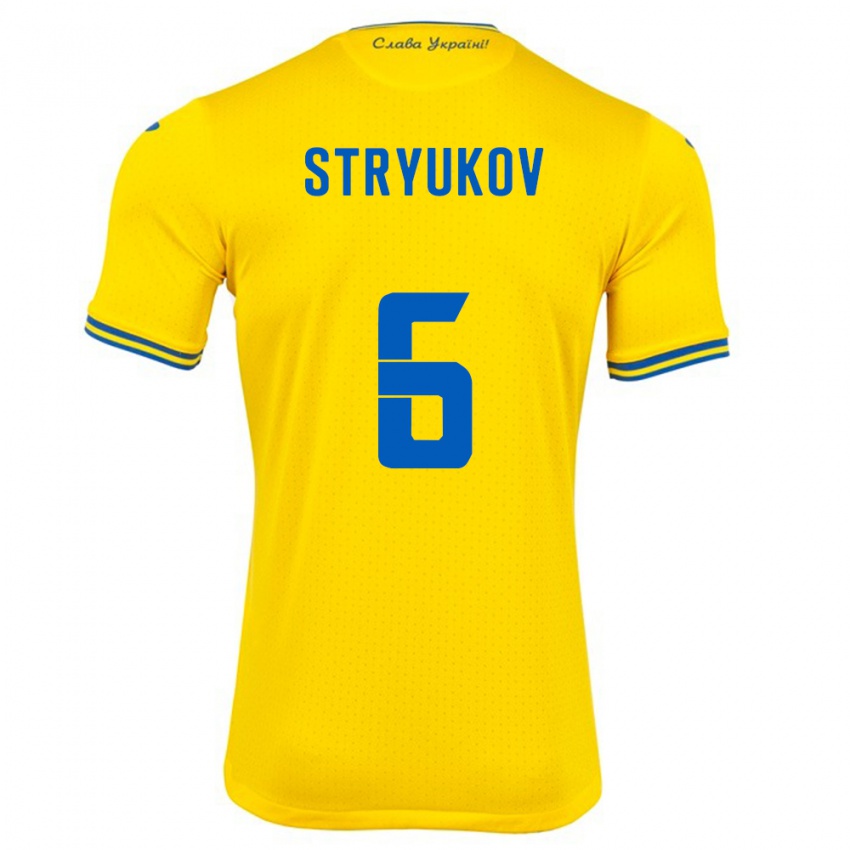 Niño Camiseta Ucrania Maksym Stryukov #6 Amarillo 1ª Equipación 24-26 La Camisa México